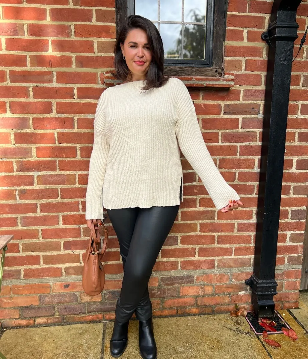 Knit Wearable Ivory Ribbed Boat Neck Jumper
