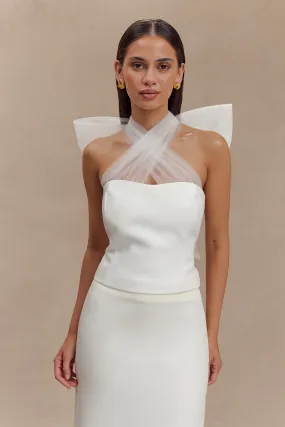 UPFProtection PolyesterBlend Maryam Tulle Bow Top - White