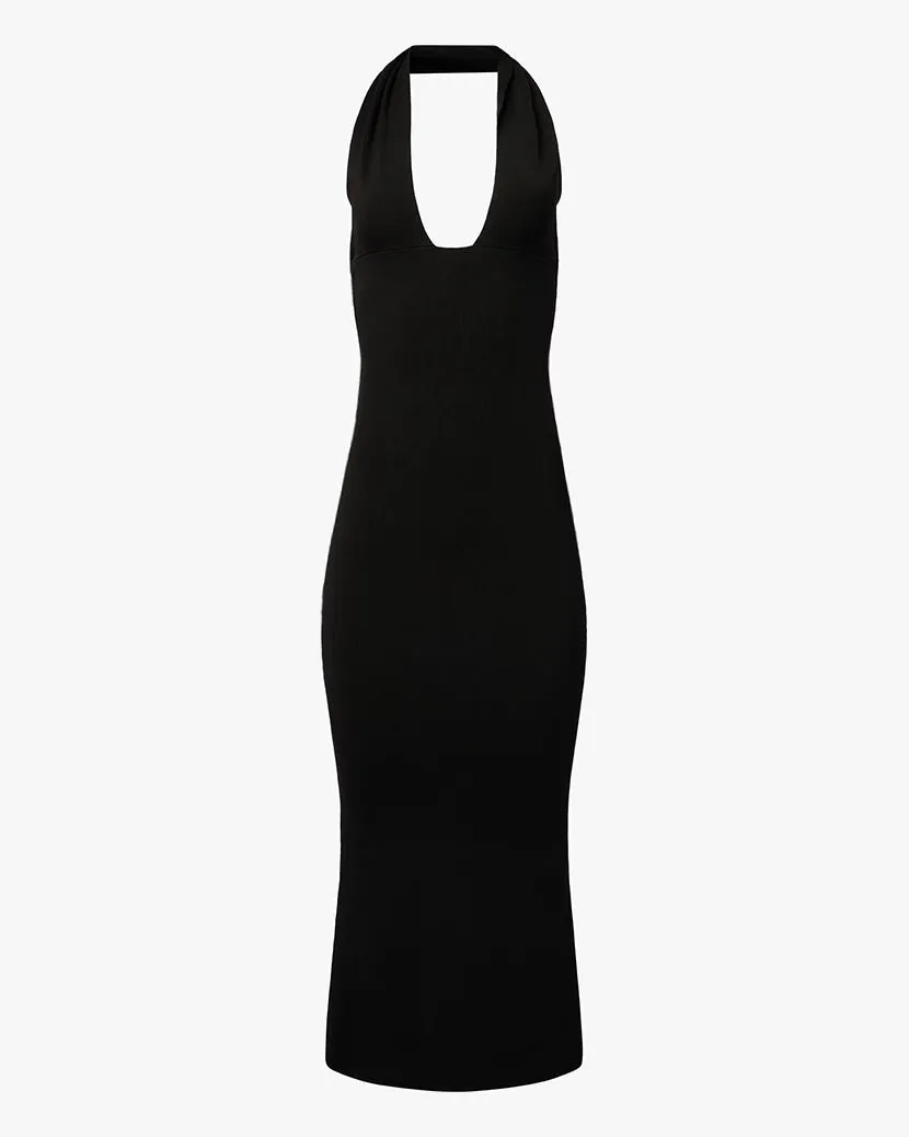 Smooth Drape Knit Halter Maxi Dress