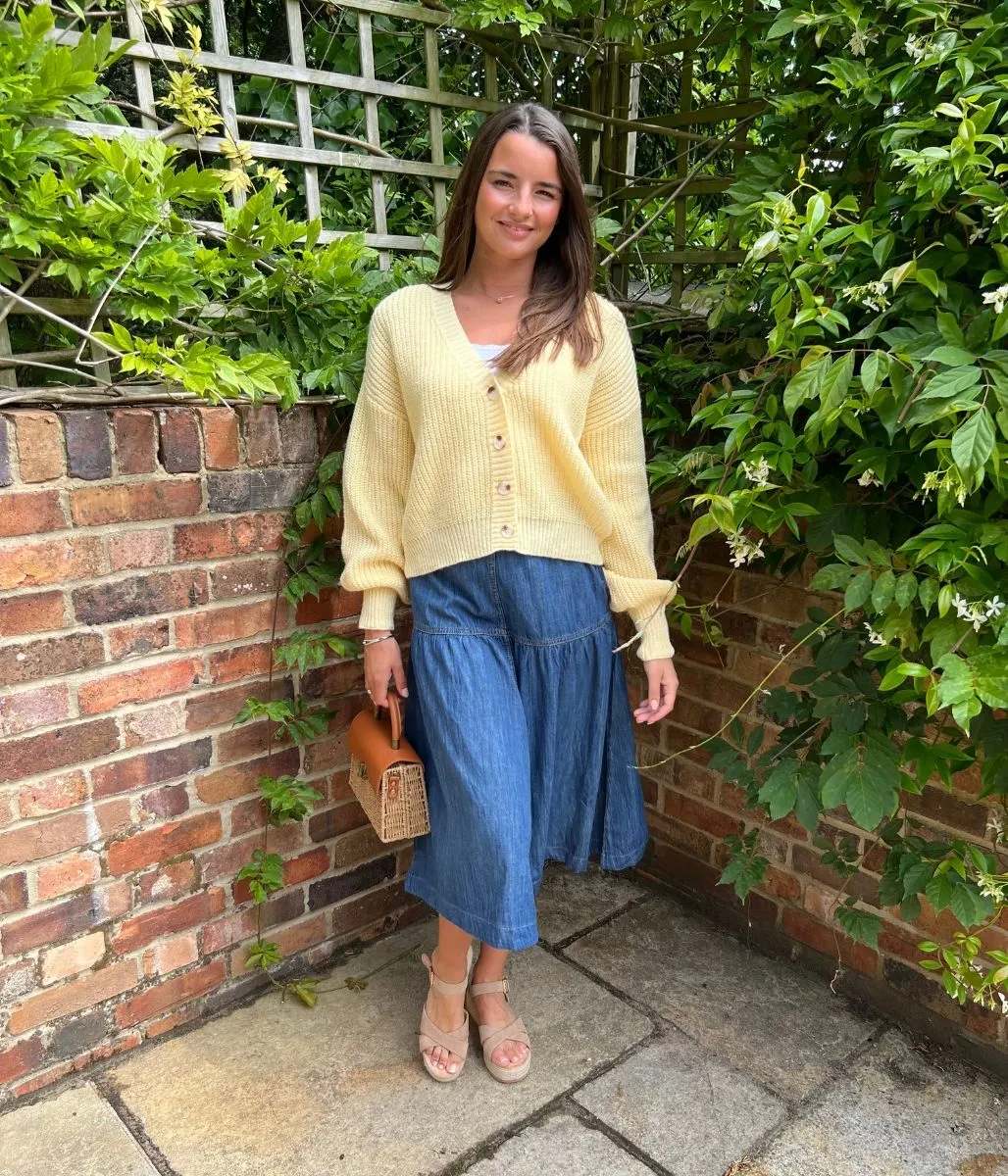 Light Reflective Trim Vanilla Yellow Slouchy Cardigan