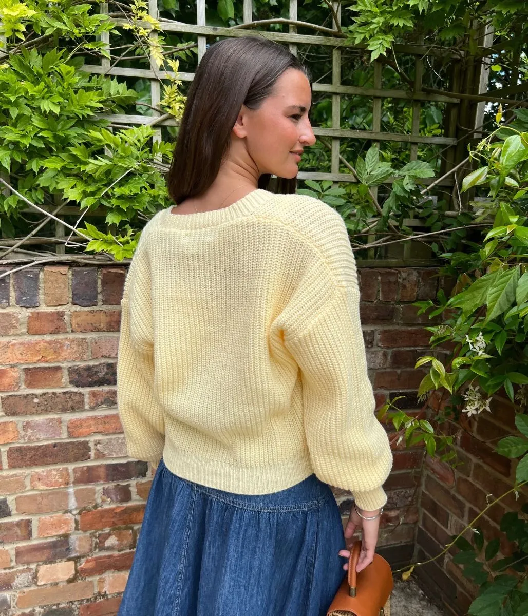 Adjustable drawstring Vanilla Yellow Slouchy Cardigan