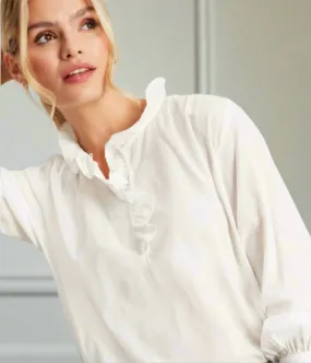 Euro Mood Ex Joules White Melanie Ruffle Blouse
