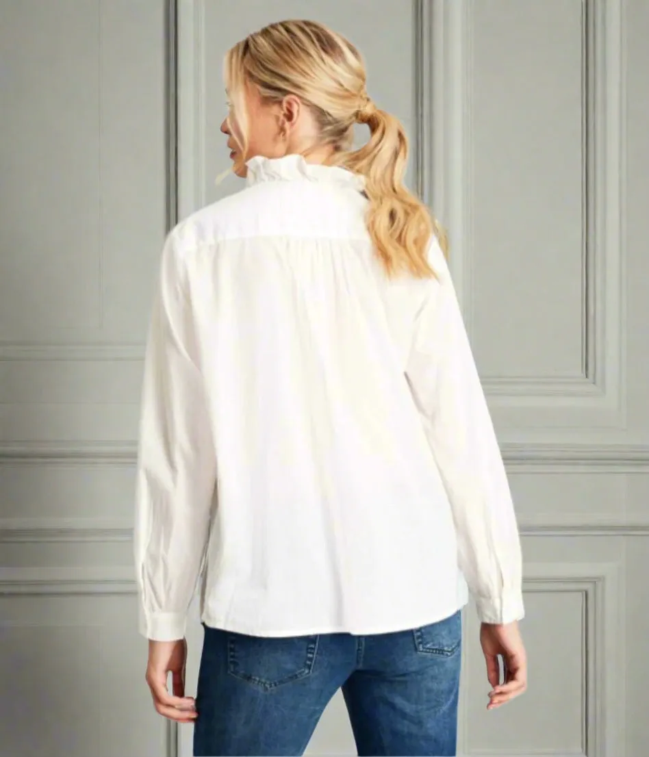 AntiStaticTechnology Warm Tracksuit Ex Joules White Melanie Ruffle Blouse
