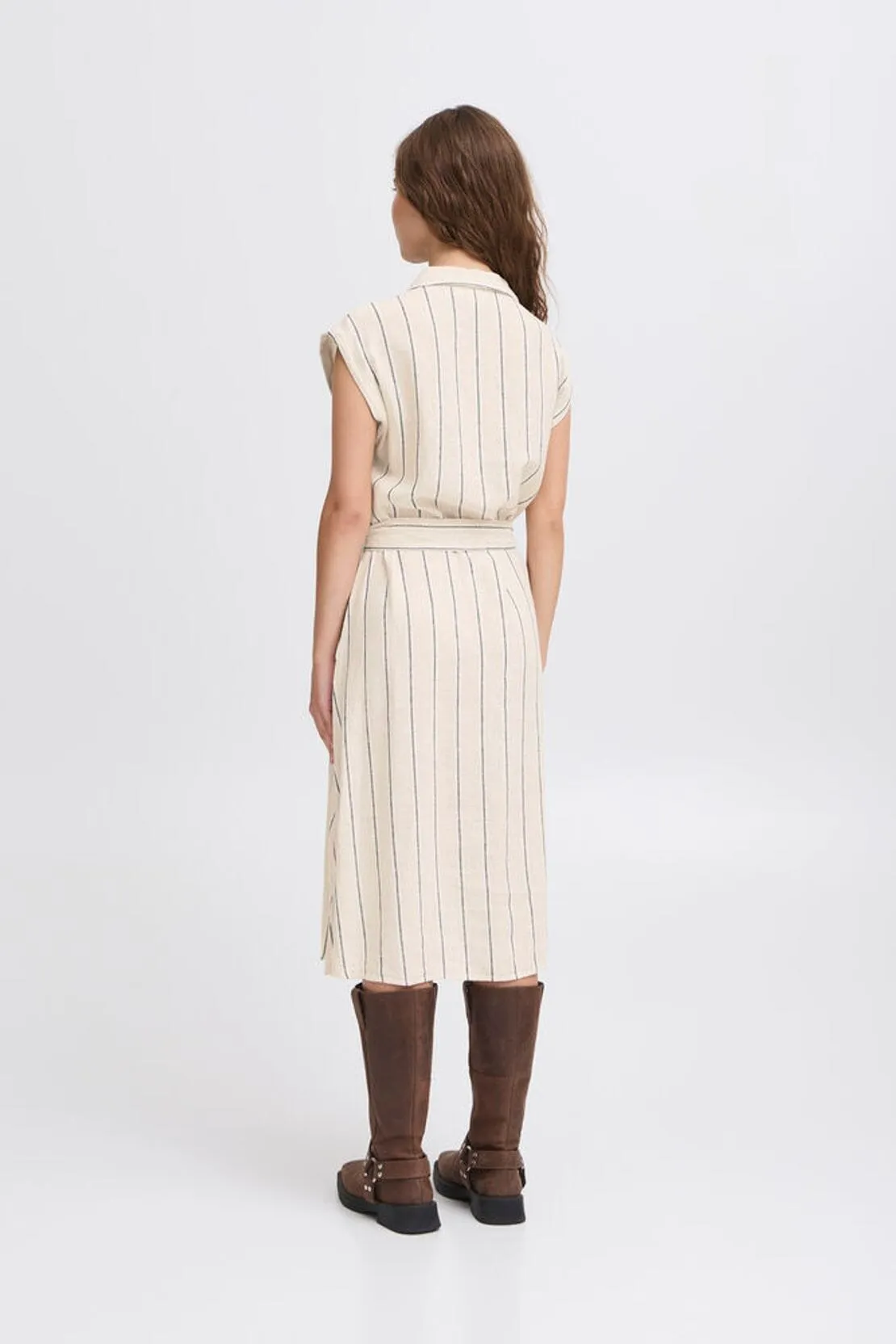 Polished Details Timeless Edge NATURAL ECRU AND NAVY STRIPE DRESS