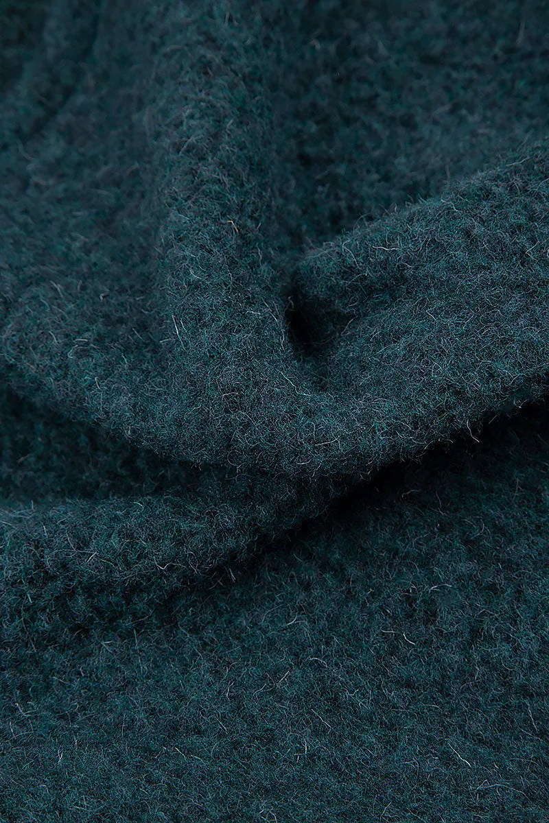 Anti Slip Cuffs Durable Water Repellent Balloon Teal Plush Wool Cotton Coat