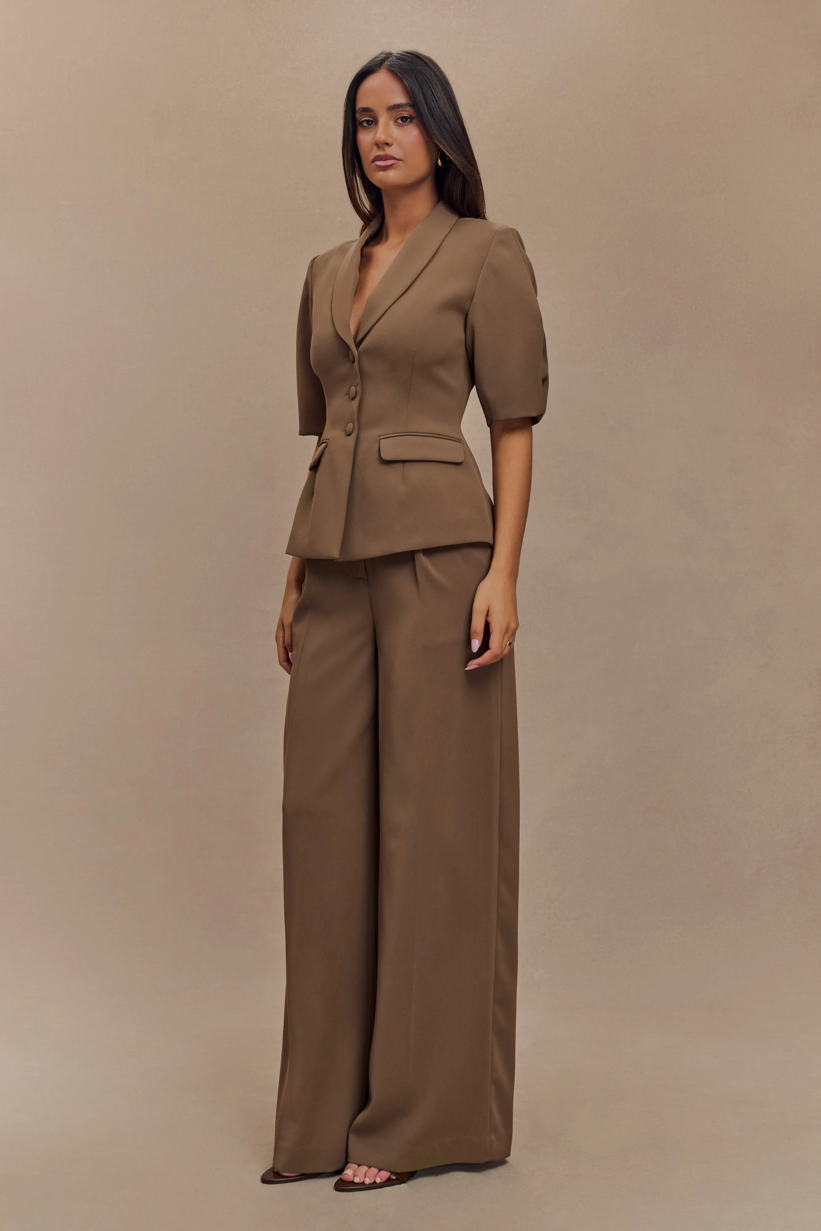 Faith Suiting Wide Leg Pant - Cacao Brown NonSlipInnerGrip