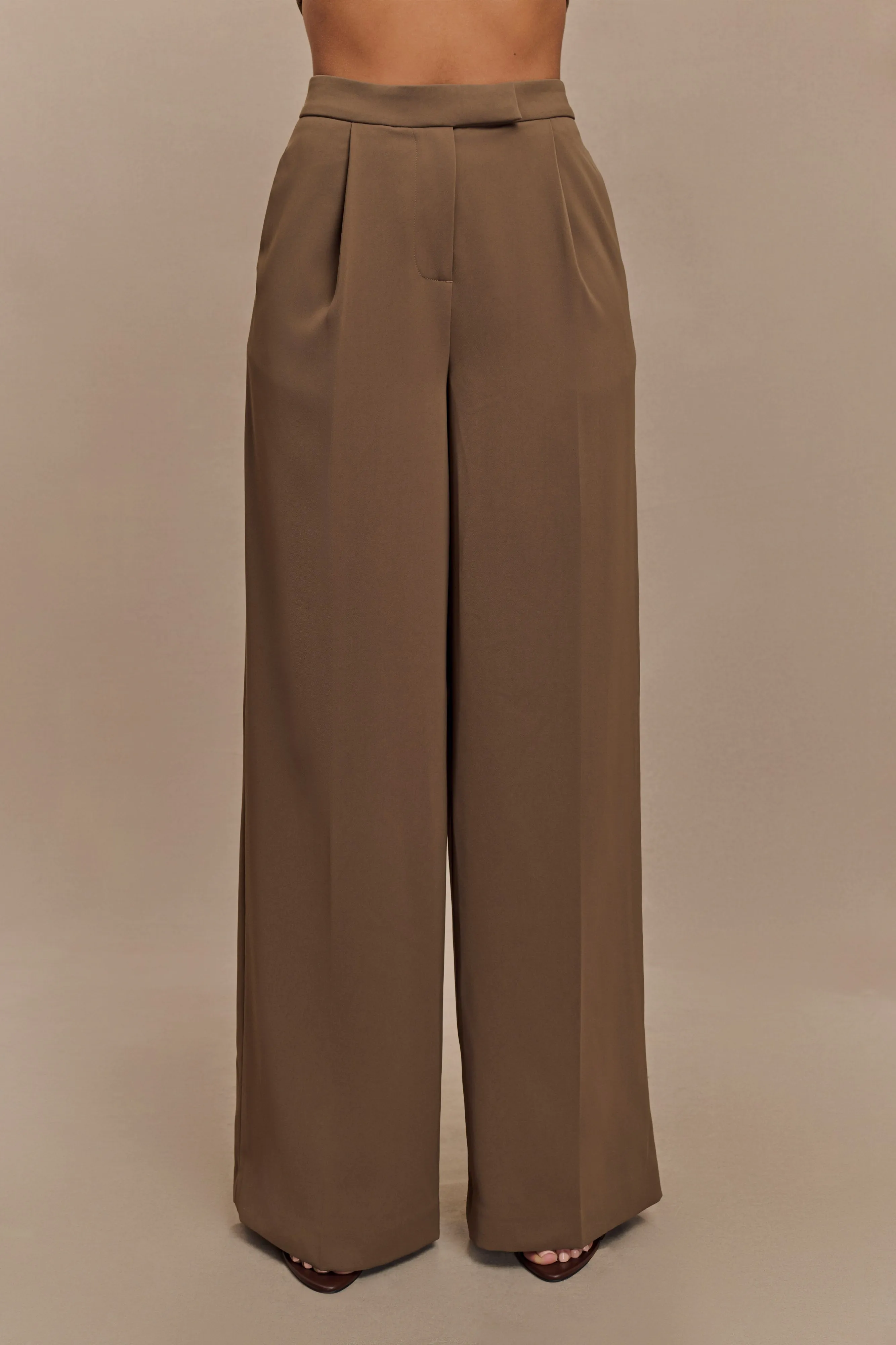 Faith Suiting Wide Leg Pant - Cacao Brown Easy Movement