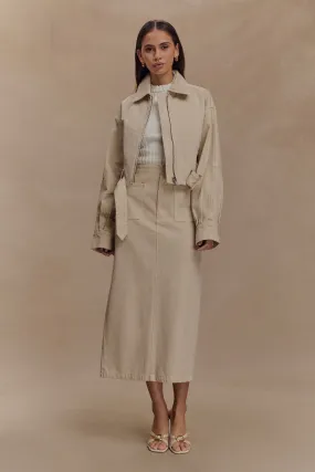 Fallon Cropped Denim Jacket - Stone Wash Soft Comfort Design Ergonomic Cut