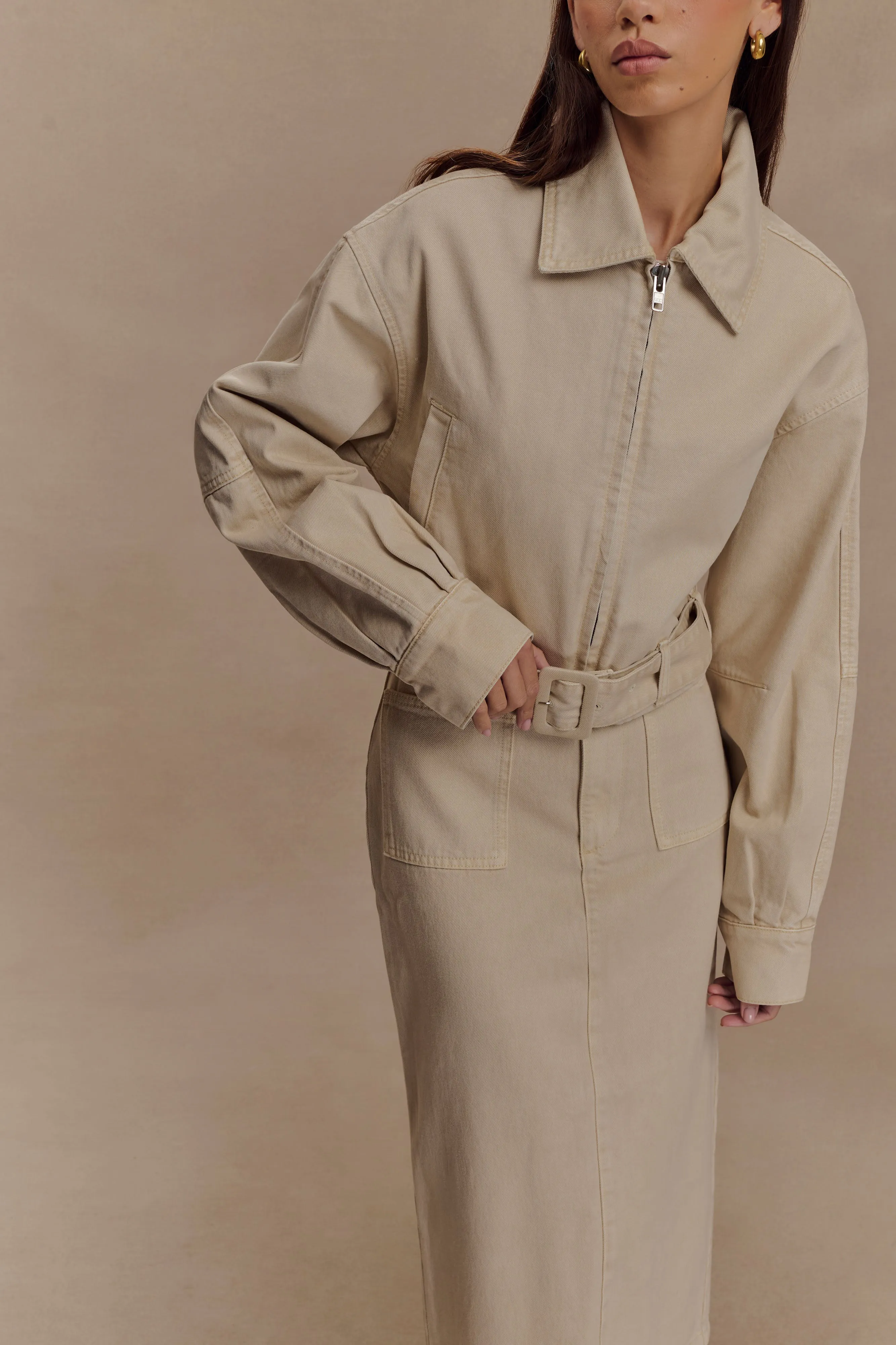 Comfortable fit Fallon Cropped Denim Jacket - Stone Wash