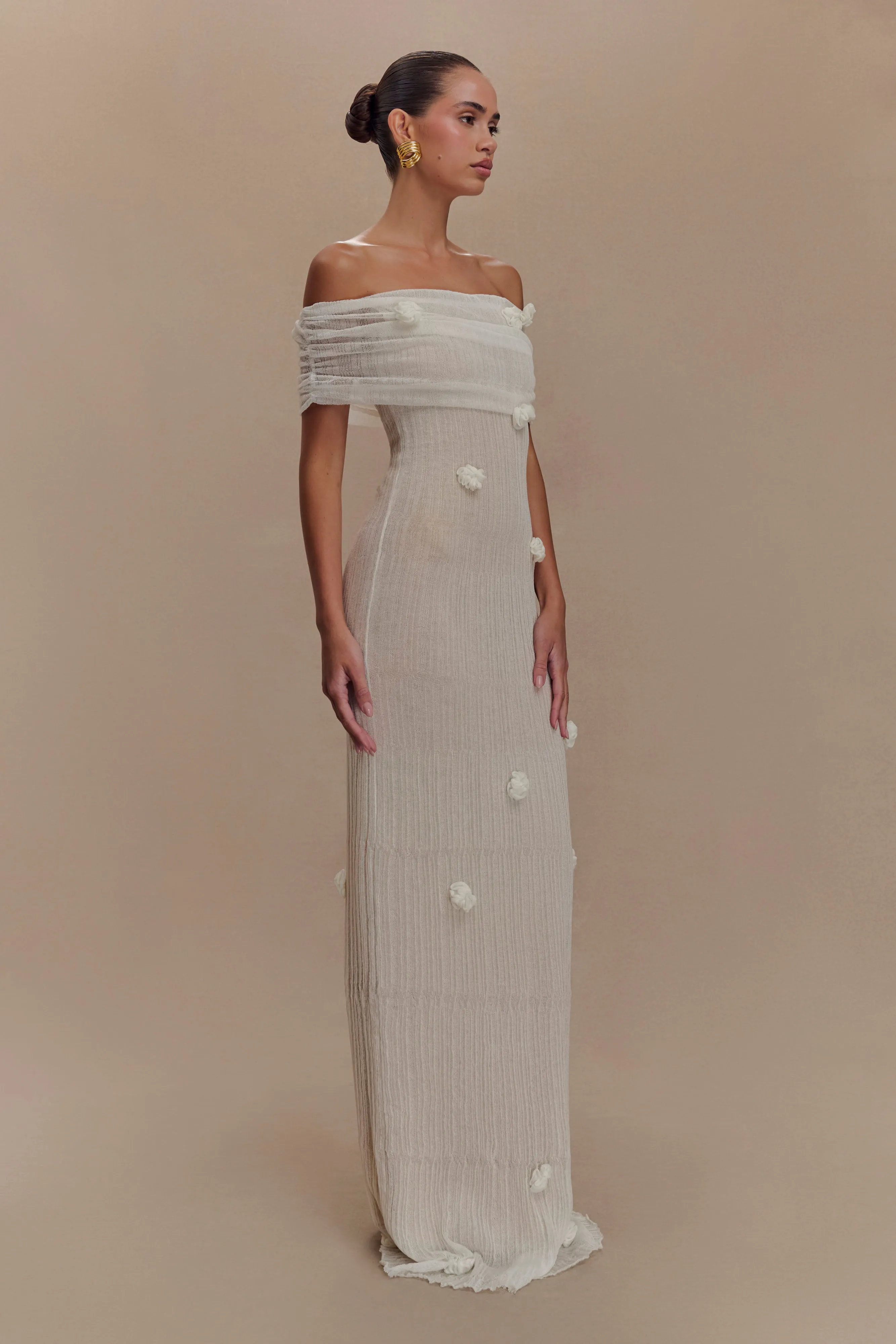 Brynn Orchid Knit Maxi Dress - Ivory Light Wear