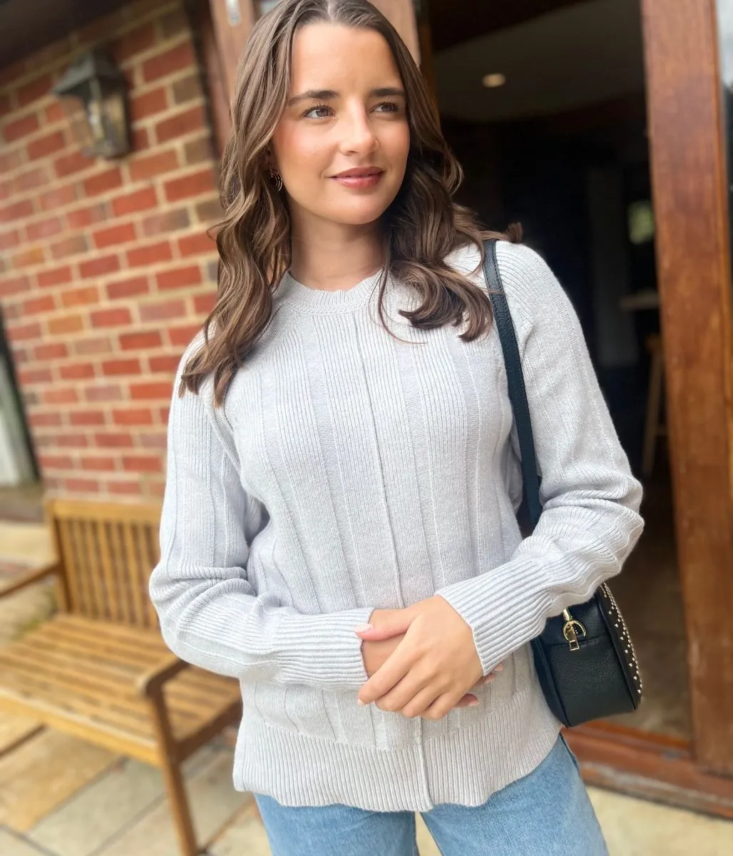 Grey Wide Ribbed Jumper Active Flex