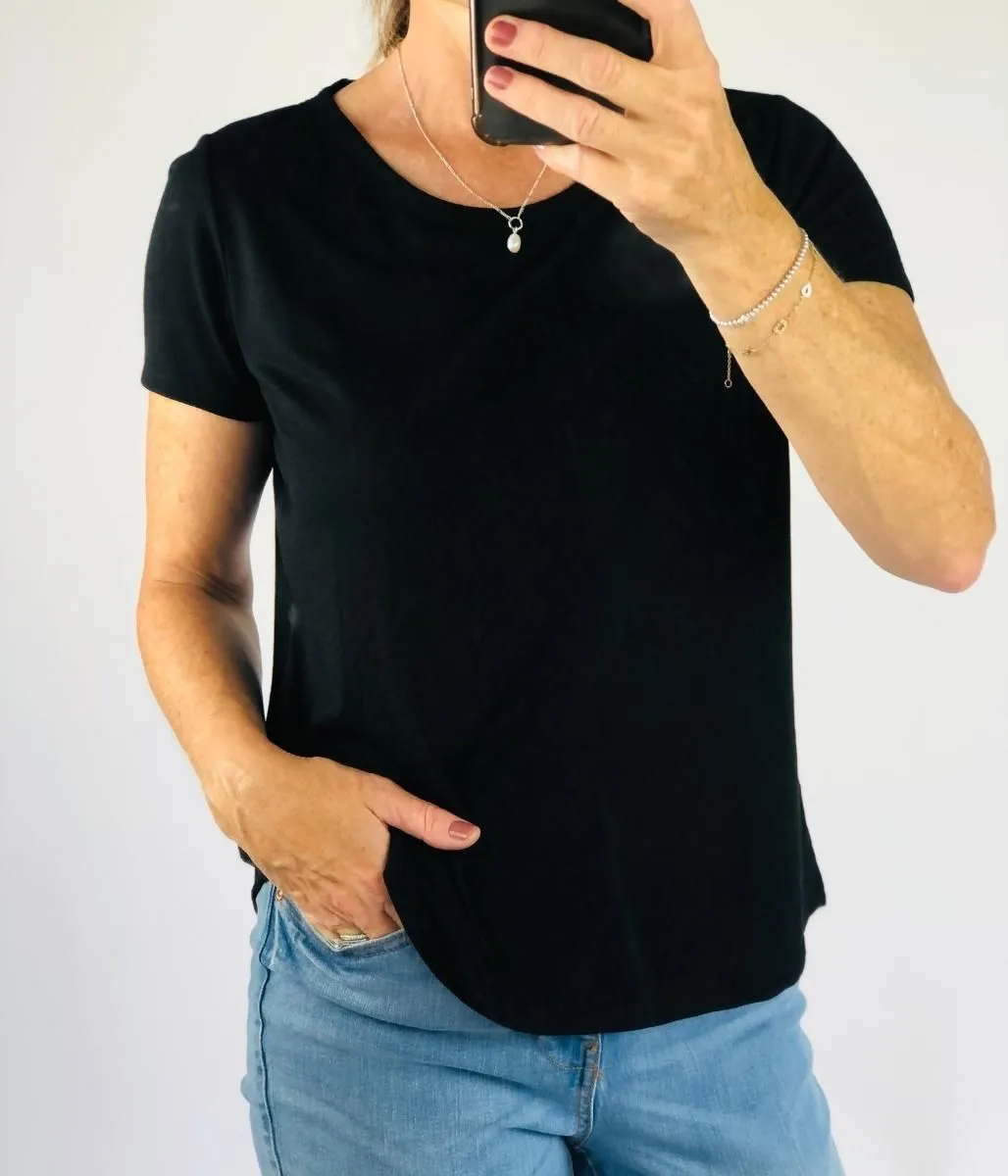 Lift Mode Modern Outfit Black Relaxed Short Sleeve Tee