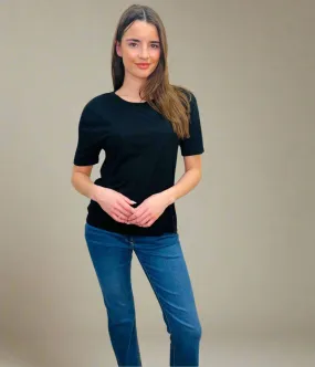 Black Relaxed Short Sleeve Tee Basic Wardrobe fashionable blazer