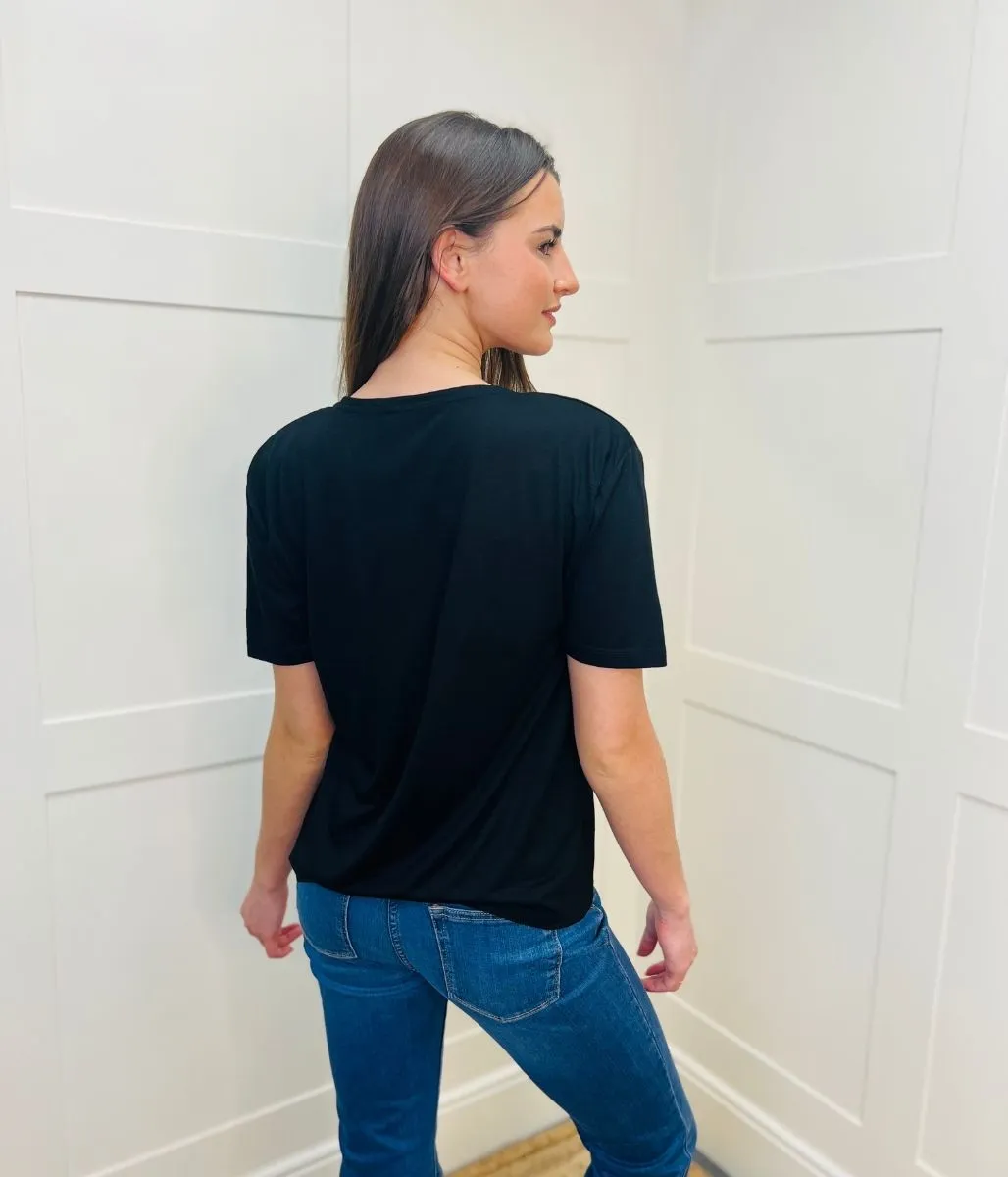 Black Relaxed Short Sleeve Tee Active Fit FlexibleElasticity