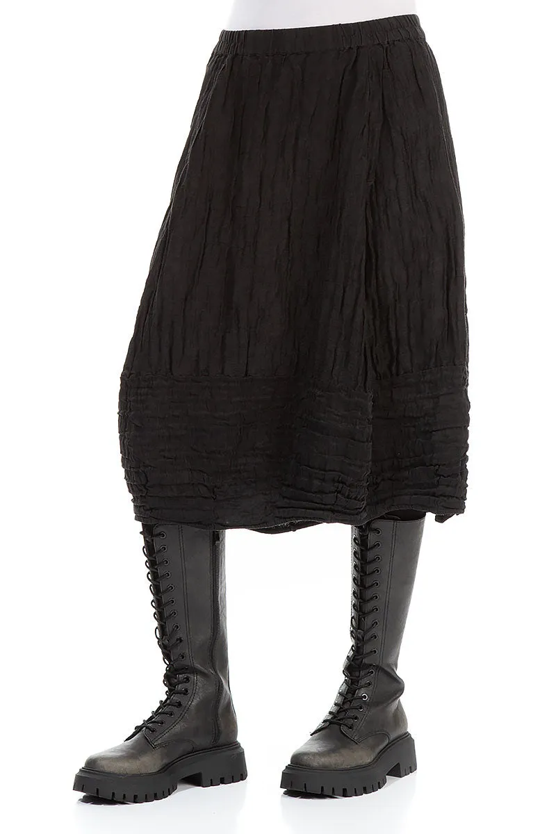 Balloon Black Crinkled Silk Linen Skirt Tie Dye Style quick dry