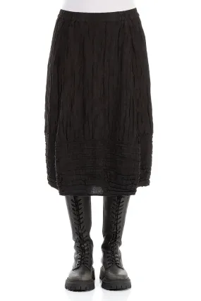 Balloon Black Crinkled Silk Linen Skirt Unisex style