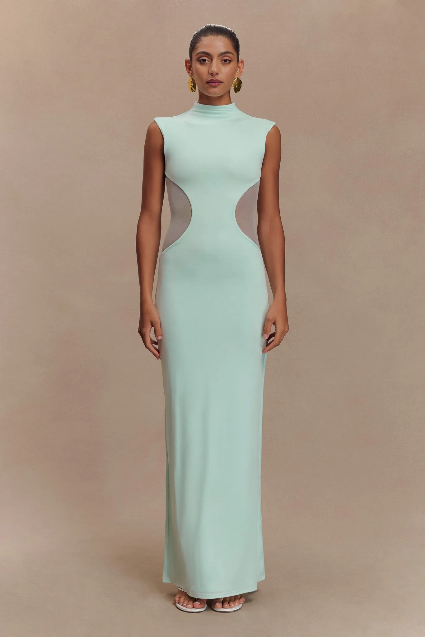 Massie Slinky And Mesh Maxi Dress - Lagoon Fashionable Wear