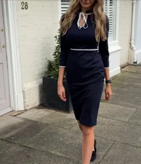 Navy Layla Ponte Dress Fit for All Seasons Sleek Fit