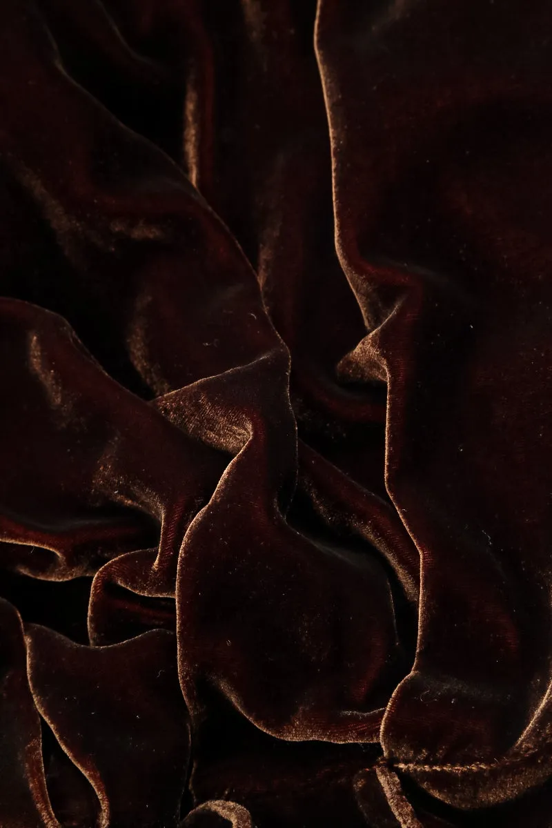 Aged Copper Pleated Silk Velvet Jacket All Season Versatility Flexible Shoulder Design
