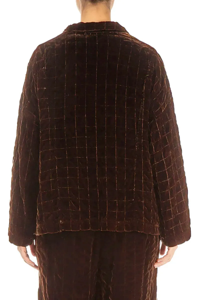 Commuter Friendly Look Casual Work Look Aged Copper Pleated Silk Velvet Jacket