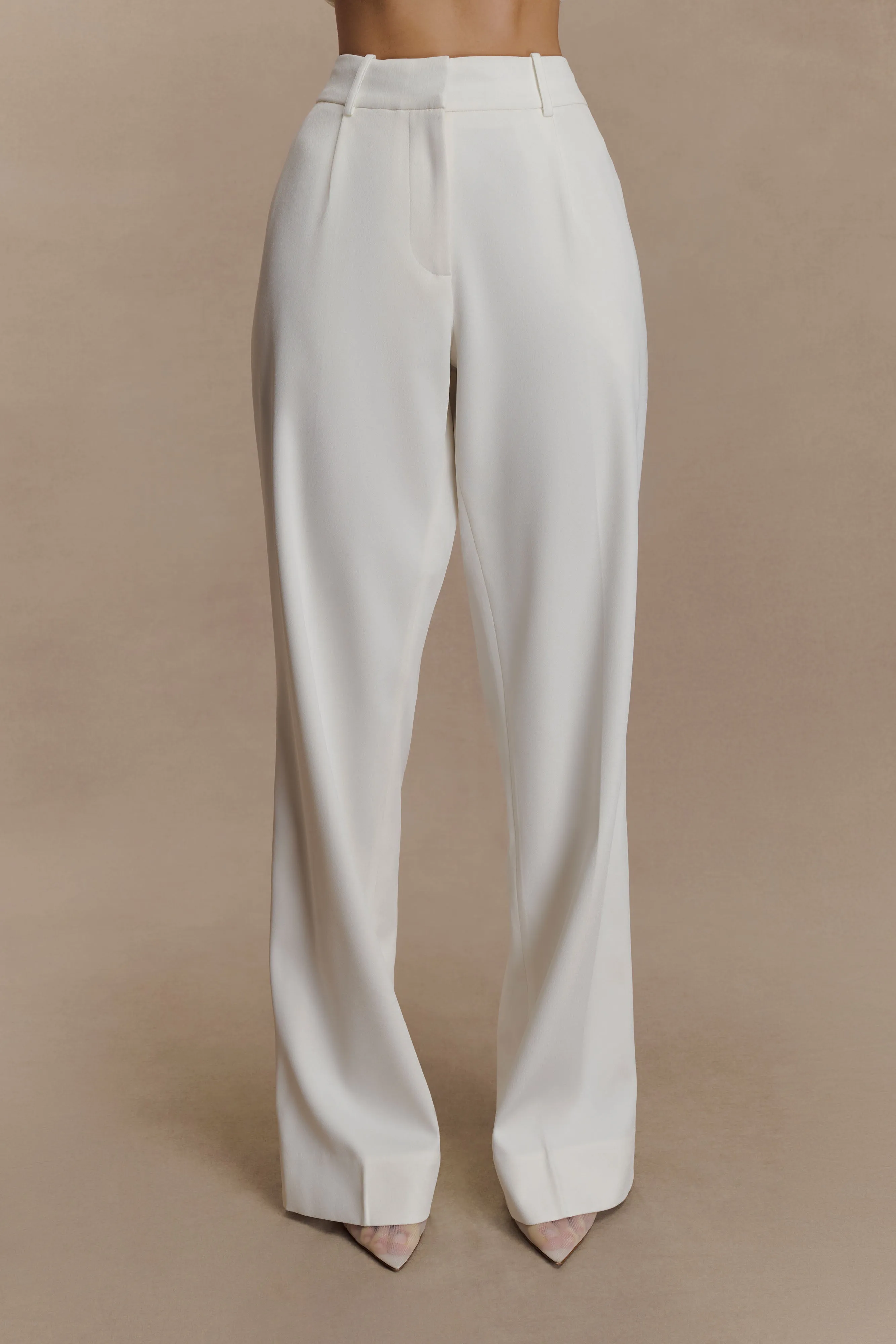 Fatima Satin Straight Leg Pant - White Durable Construction