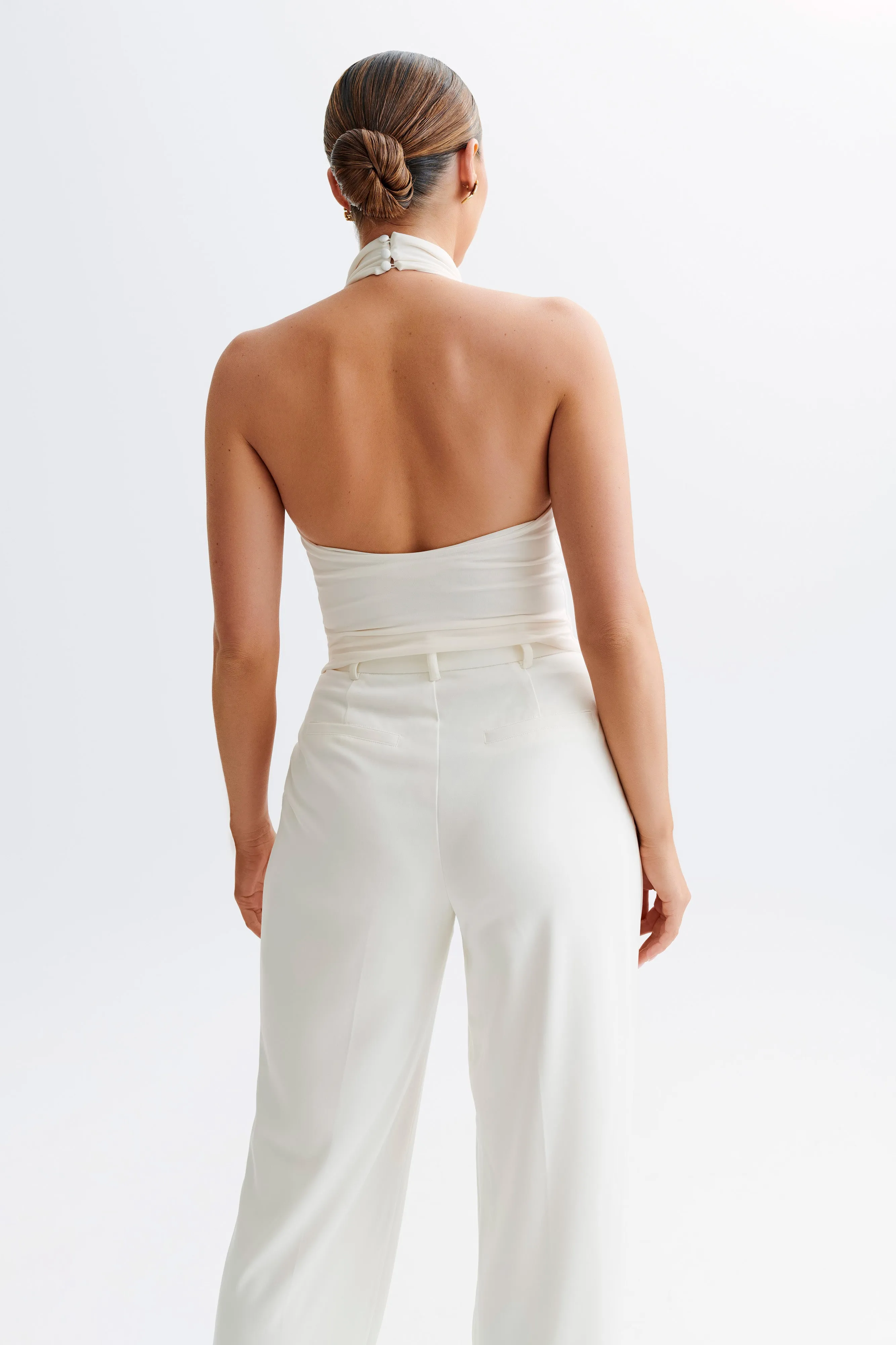 Hidden Ventilation Zones Federica Slinky Halter Neck Top - Ivory