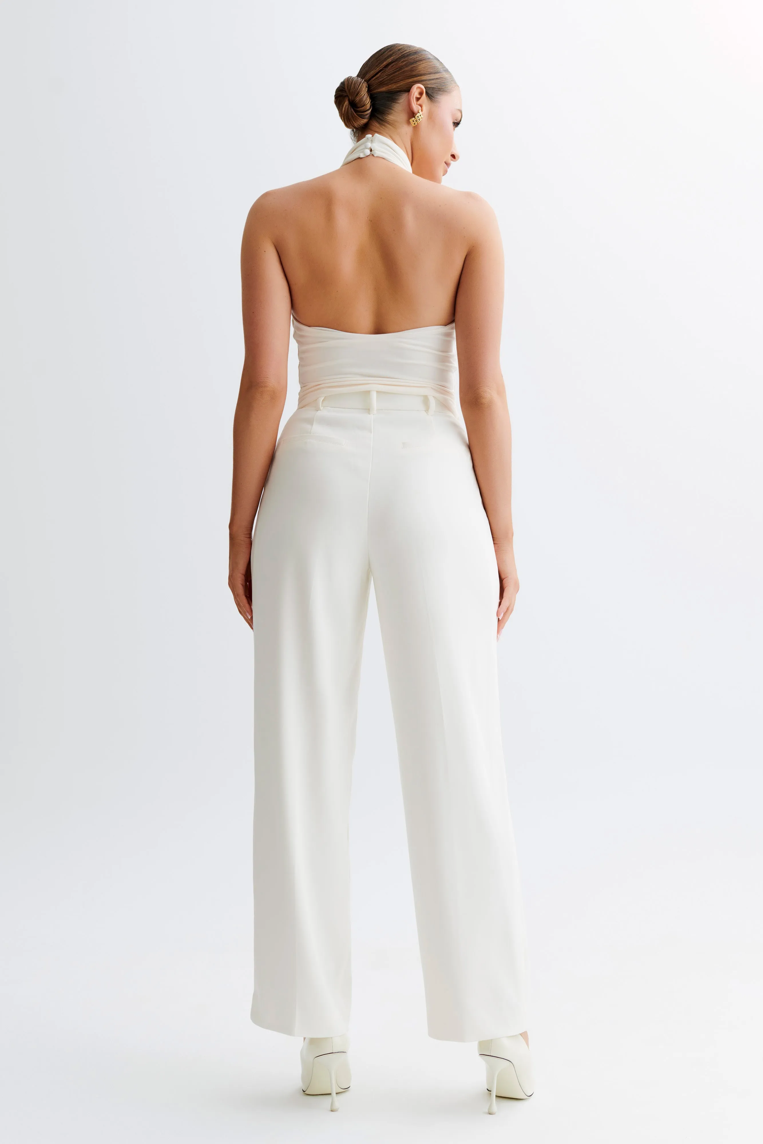 Federica Slinky Halter Neck Top - Ivory Sustainable Production Certified