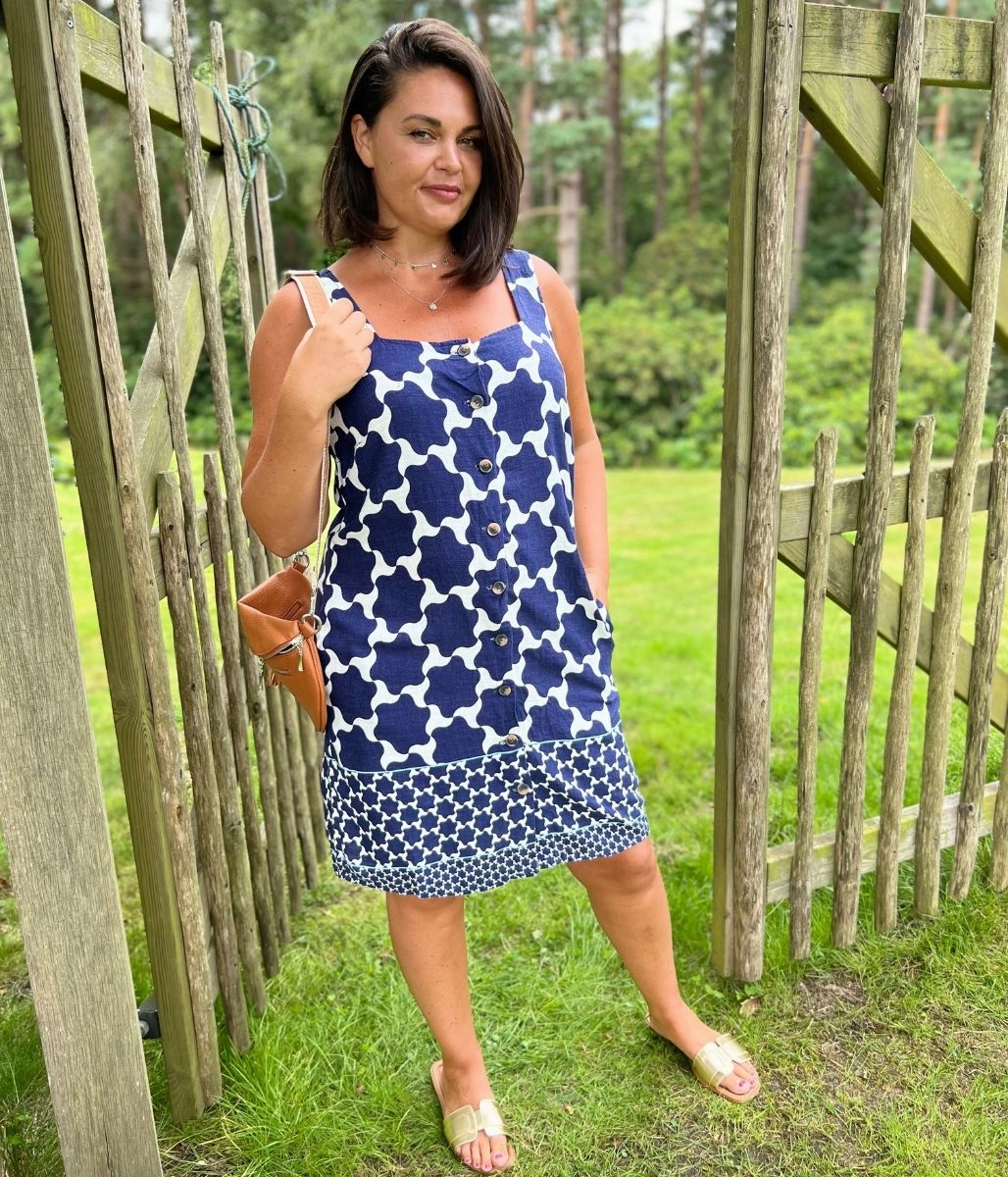 Navy Linen Blend Shift Dress Timeless Comfort Wear