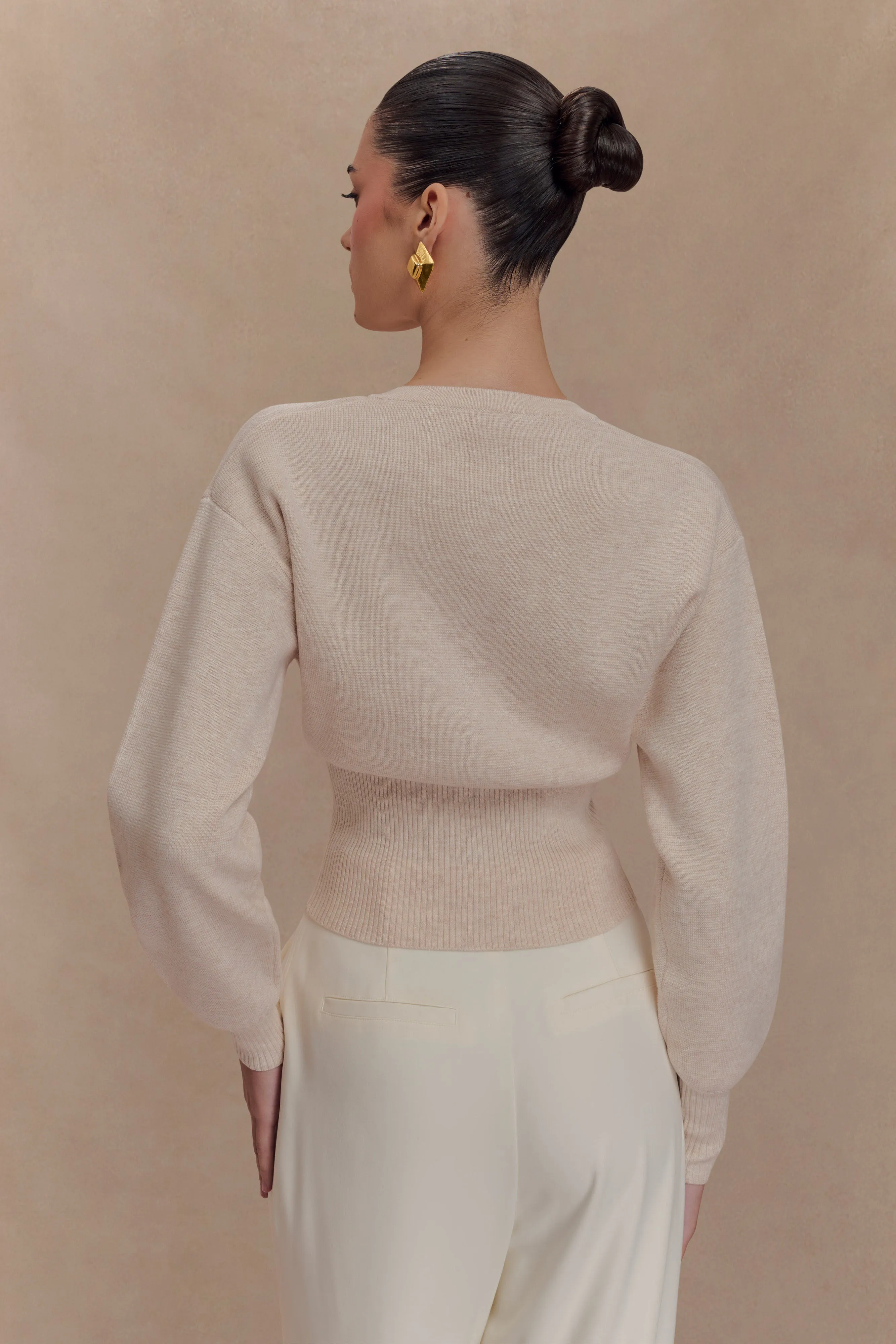 Ferne Button Up Knit Cardigan - Oat Marle No Roll Collar Technology Stylish Daily Fit