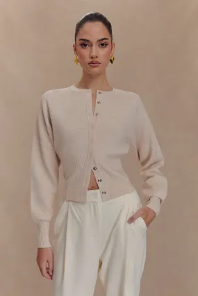 Ferne Button Up Knit Cardigan - Oat Marle Statement Outerwear YKK Fasteners