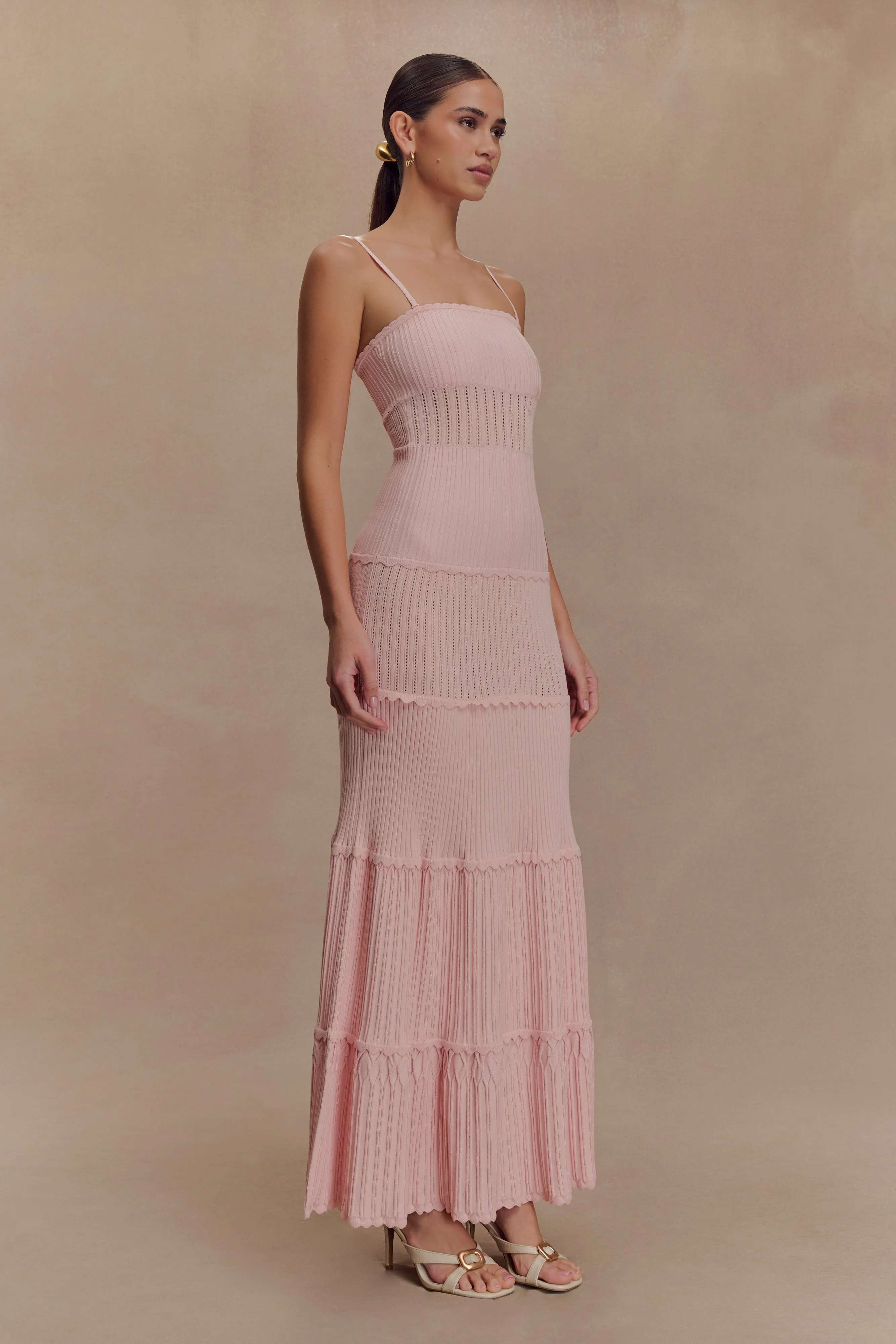 Light Attitude Finley Pointelle Knit Maxi Dress - Baby Pink