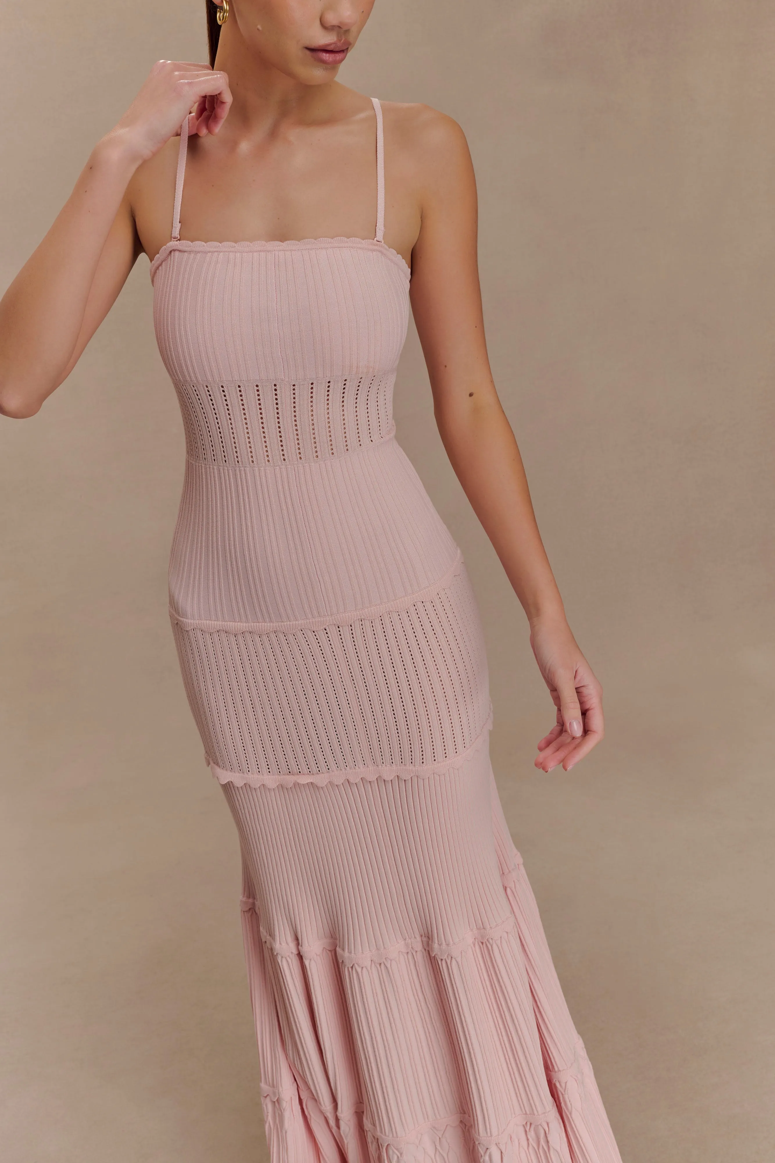 Fashionable Style Finley Pointelle Knit Maxi Dress - Baby Pink