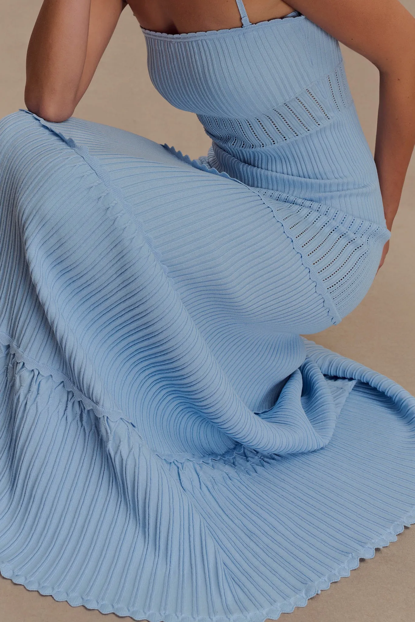 Finley Pointelle Knit Maxi Dress - Cornflower Blue Stylish Cut