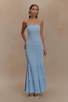 Finley Pointelle Knit Maxi Dress - Cornflower Blue Water-resistant