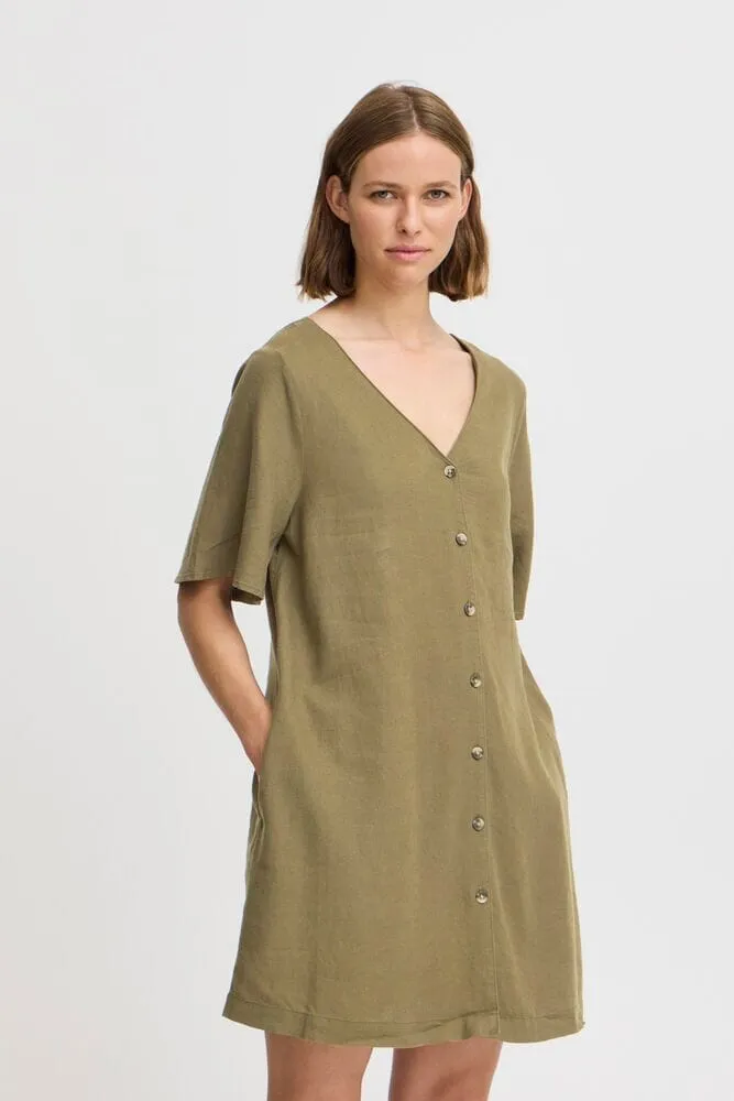 Sophisticated and Relaxed Collar Accent FIONA DRESS (GREEN)