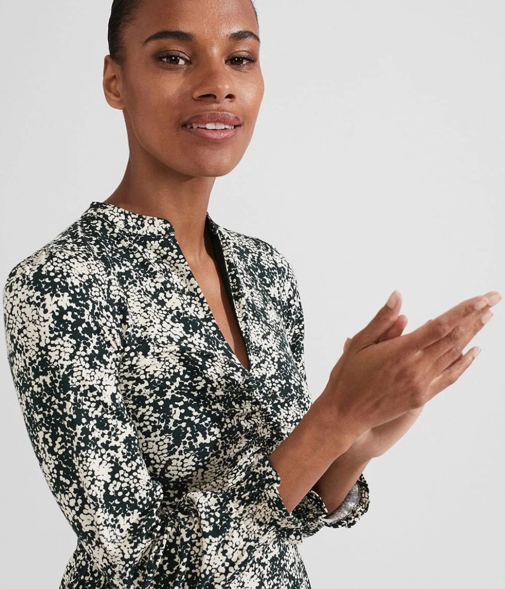 Green Print Clemence Dress Flattering Shape Wear