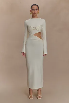 Azariah Long Sleeve Knit Midi Dress - Ivory Sleek Outline Shiny surface
