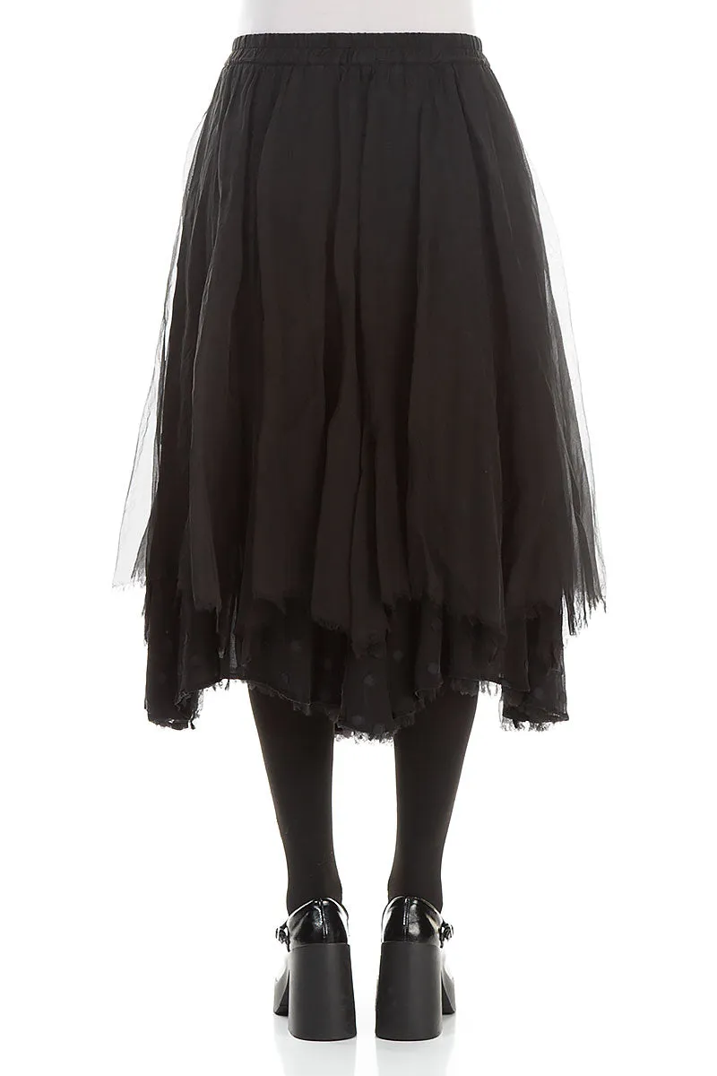 Flared Black Silk Chiffon Skirt Slow Fashion Everyday Look