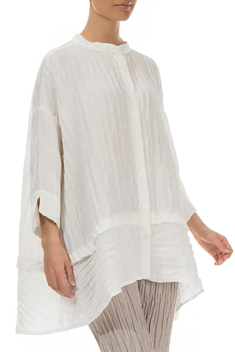 All-Purpose Wear Sustainable Choice Flared Crinkled Off White Silk Shirt