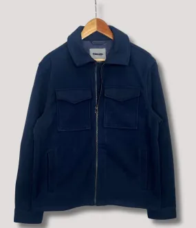 Mens Patch Pocket Zip Through Collared Navy Blue Jacket Breathable Design