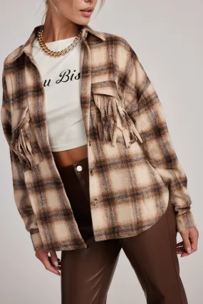 Basic Tank Devin Brown Fringe Shacket