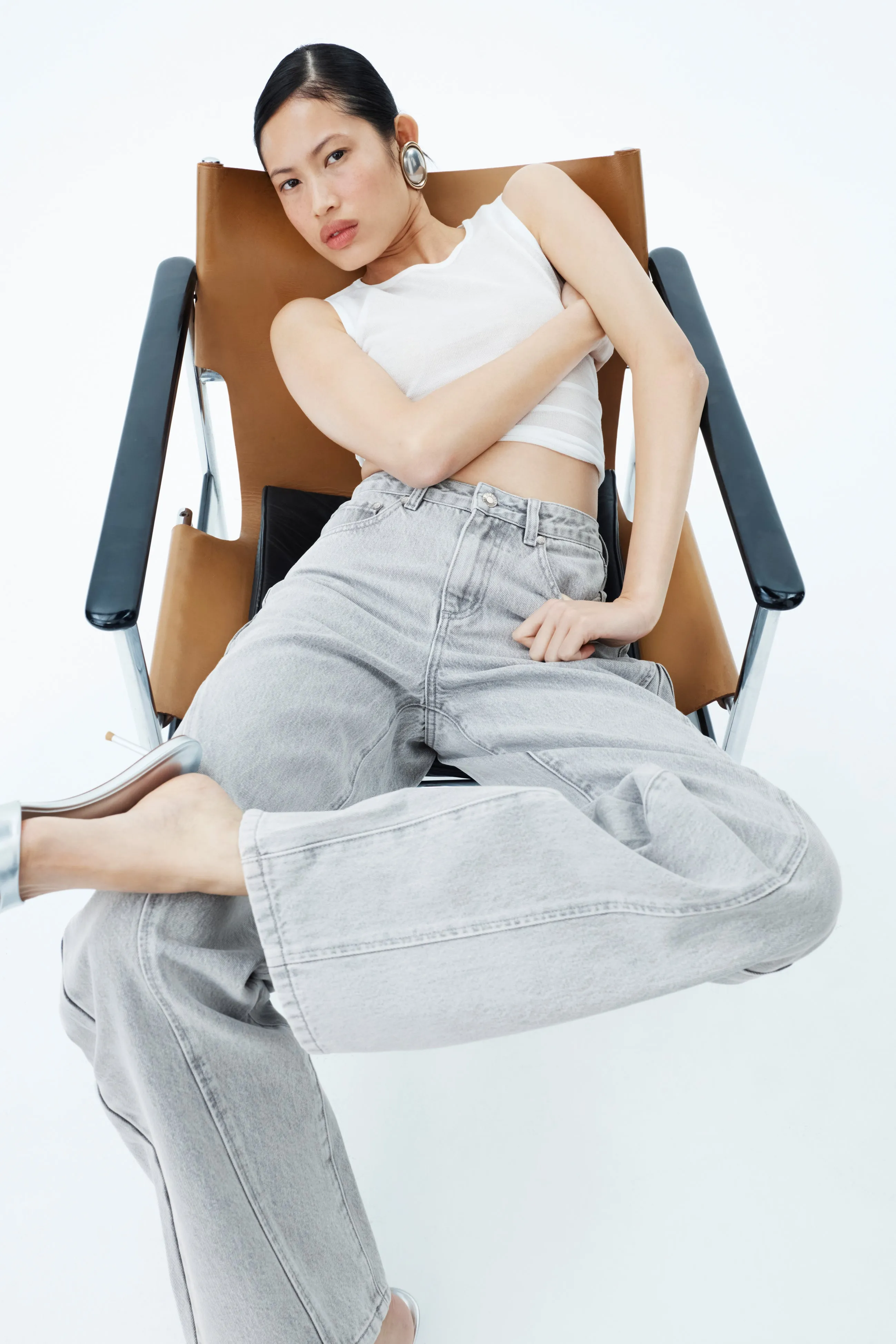 Georgette Mid Rise Paneled Denim Jeans - Grey Odor Control Tech