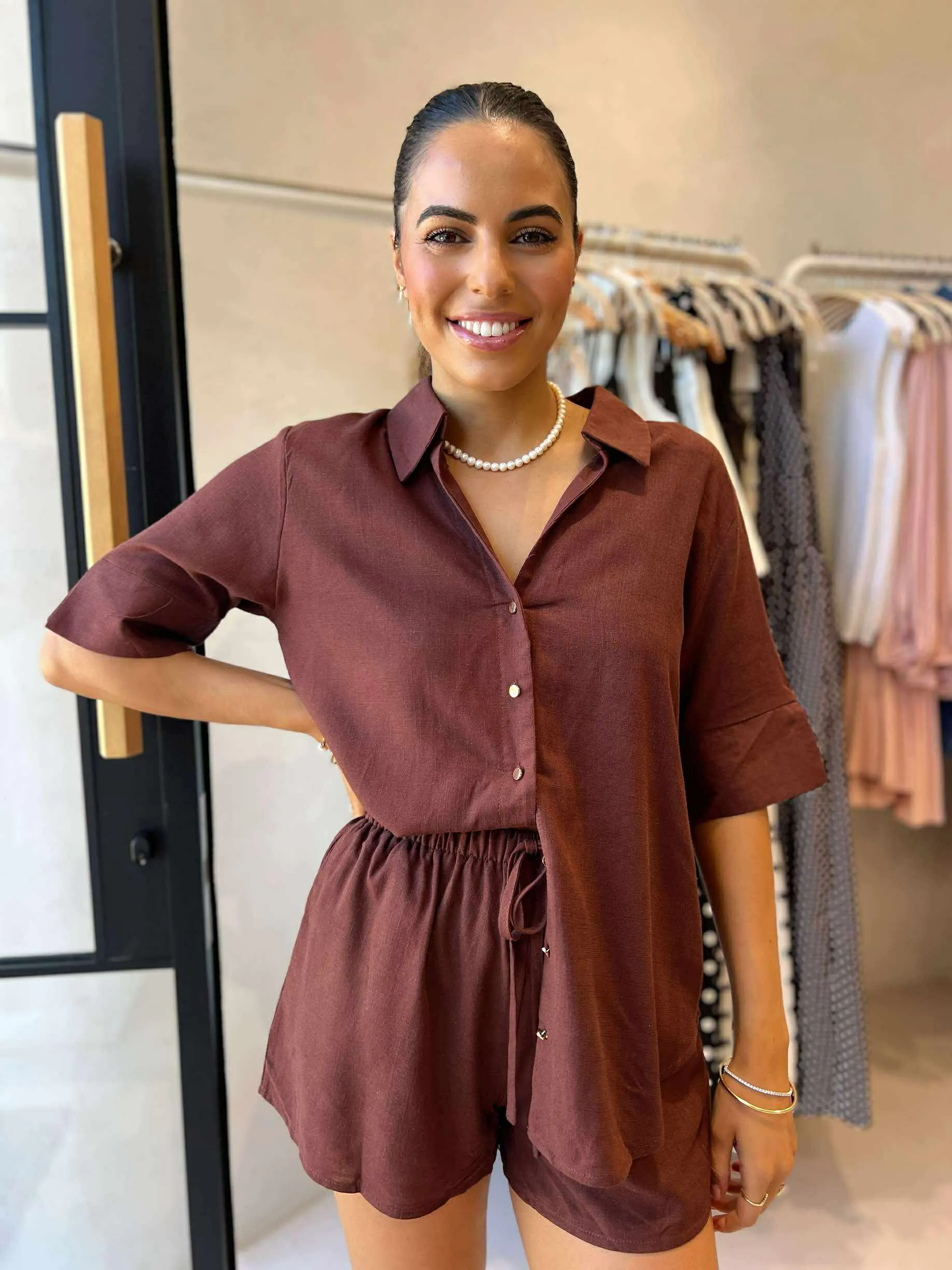 BETTIE SHORT SET-BROWN NonFadeFinish