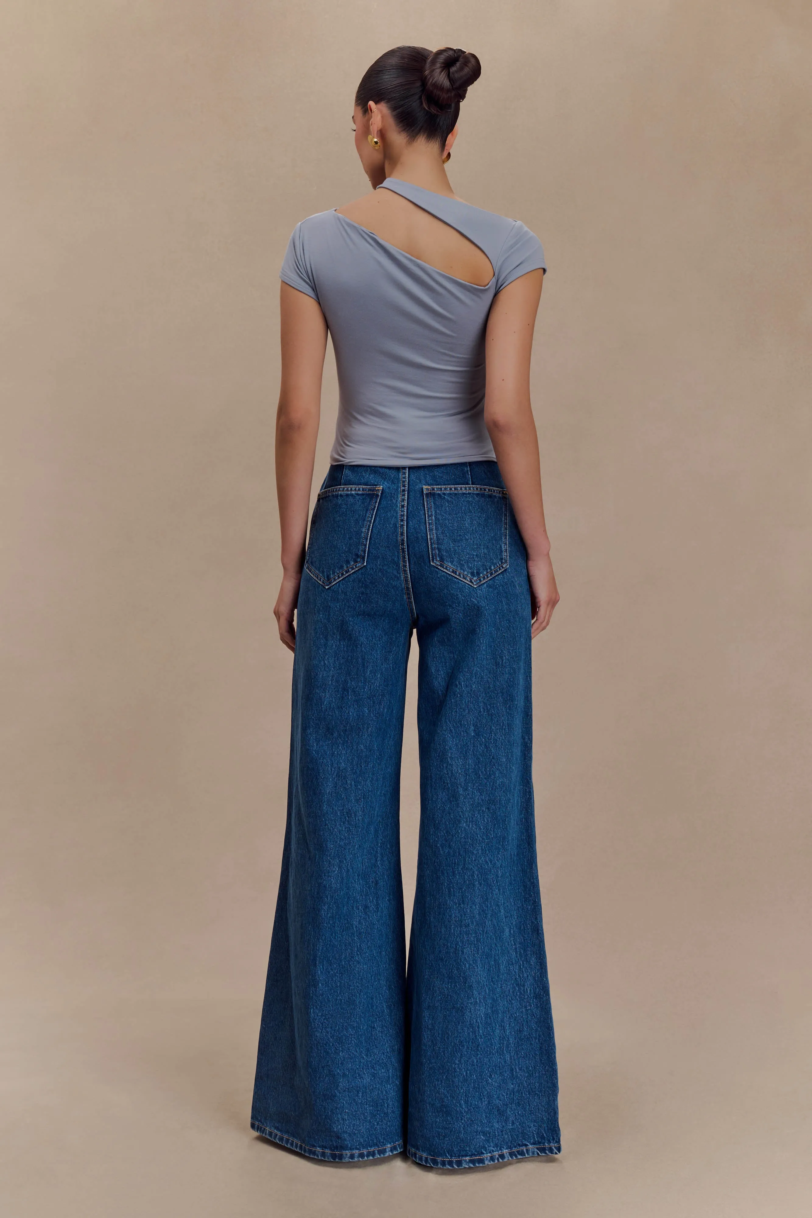 Aurelie Cut Out Short Sleeve Top - Slate Grey Water Repellent Finish LowProfile Zipper