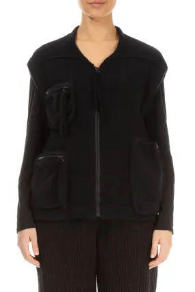Three Pockets Black Wool Gilet AntiStatic Lining