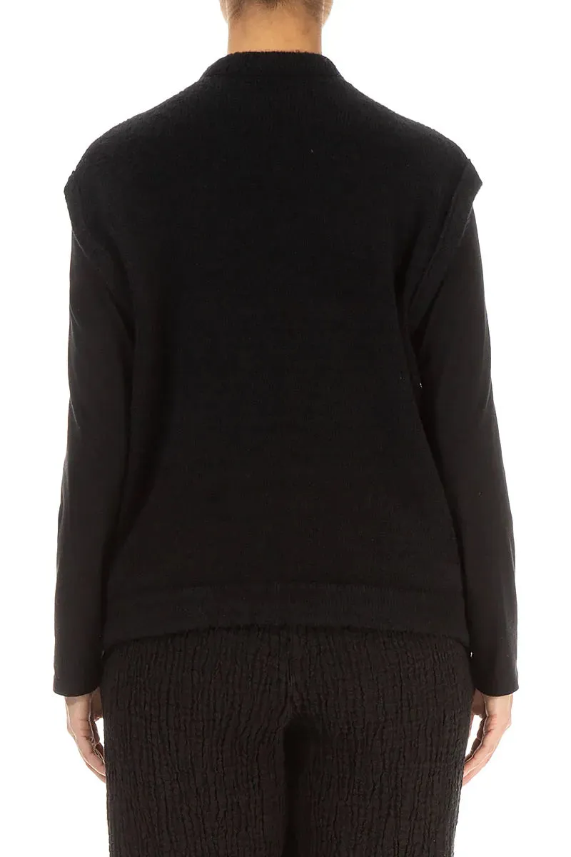 Three Pockets Black Wool Gilet Soft Touch Lining