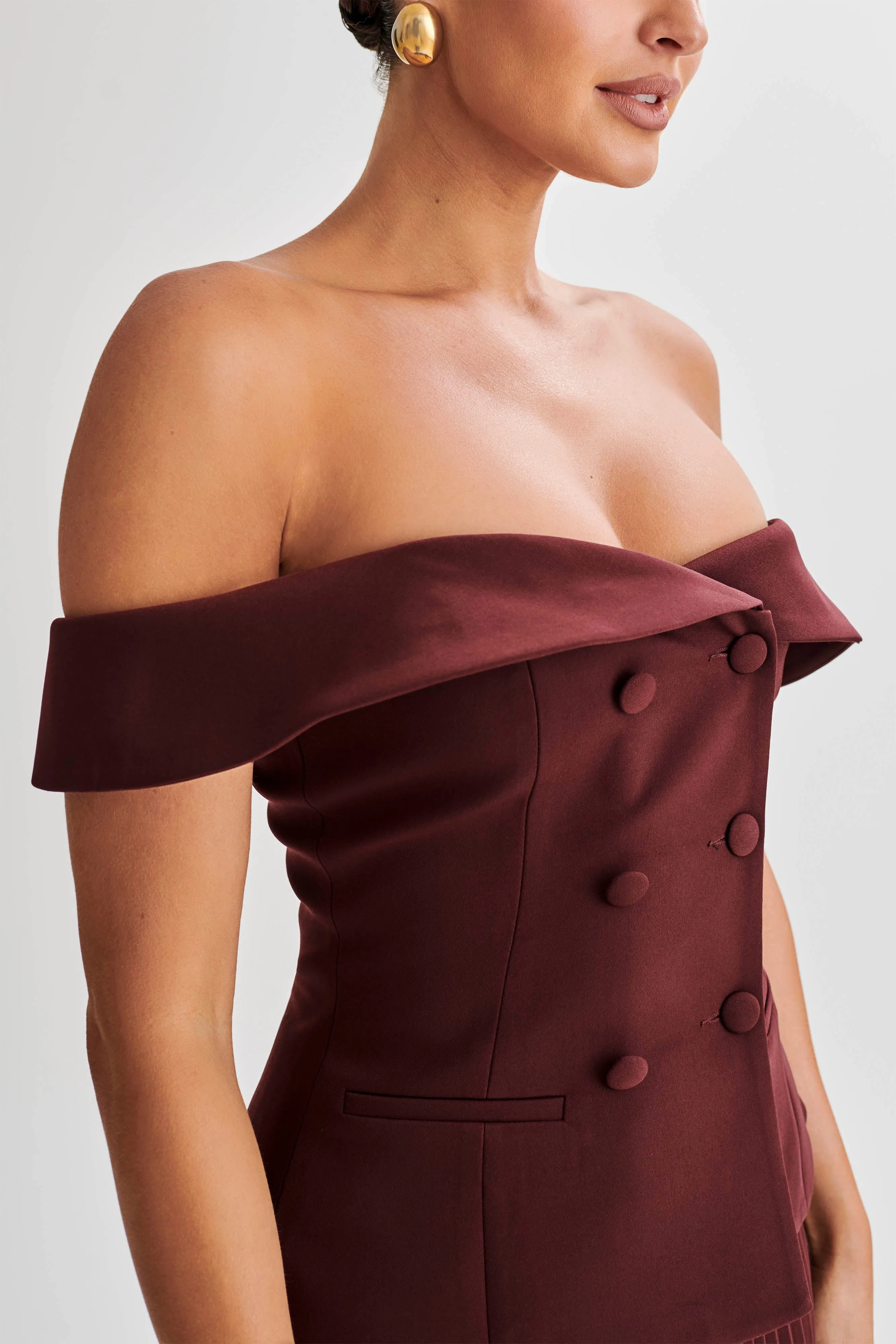 Krista Strapless Suiting Top - Plum PortableOption MoistureWickingTechnology