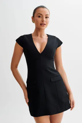 Airy Layer Light Weight Kiernan Sleeveless Blazer Dress - Black