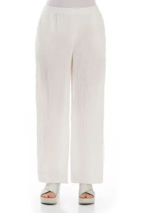 Core Stretch SecureCargoPockets Straight Crinkled Off White Trousers