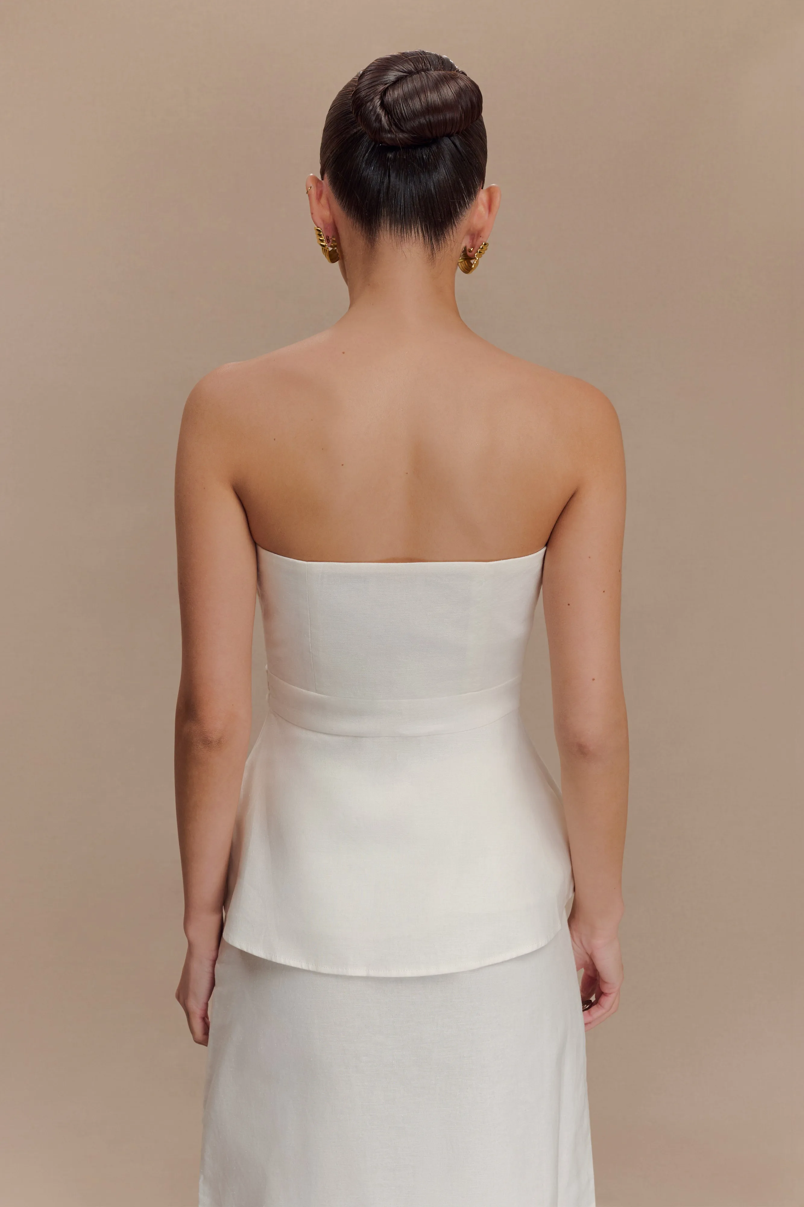 AbrasionResistant Finish MidweightKnit Dora Strapless Linen Top - Ivory